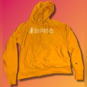 Champion Yellow Gold Reverse Weave Hoodie Triple Script Logo 💛🧸